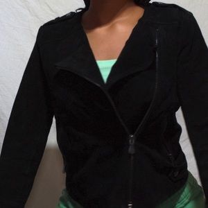 Side Zip Faux Suede/Leather feel cropped jacket